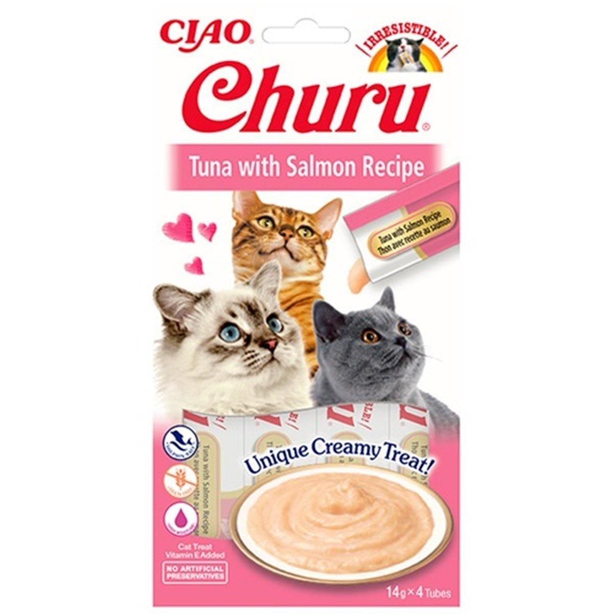 Ciao Churu Cream Ton Balıklı ve Somonlu Kedi Ödül Kreması 4x14gr