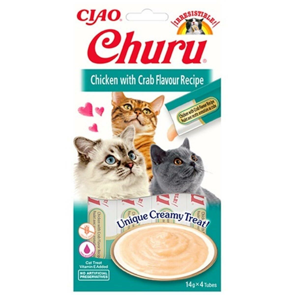 Ciao Churu Cream Tavuklu ve Yengeçli Kedi Ödül Kreması 4x14gr