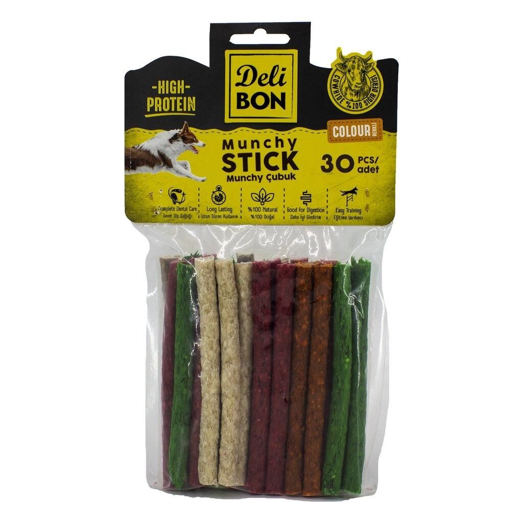 Delibon Deri Munchy Çubuk Orta Boy 30Li Paket Karışık Renk