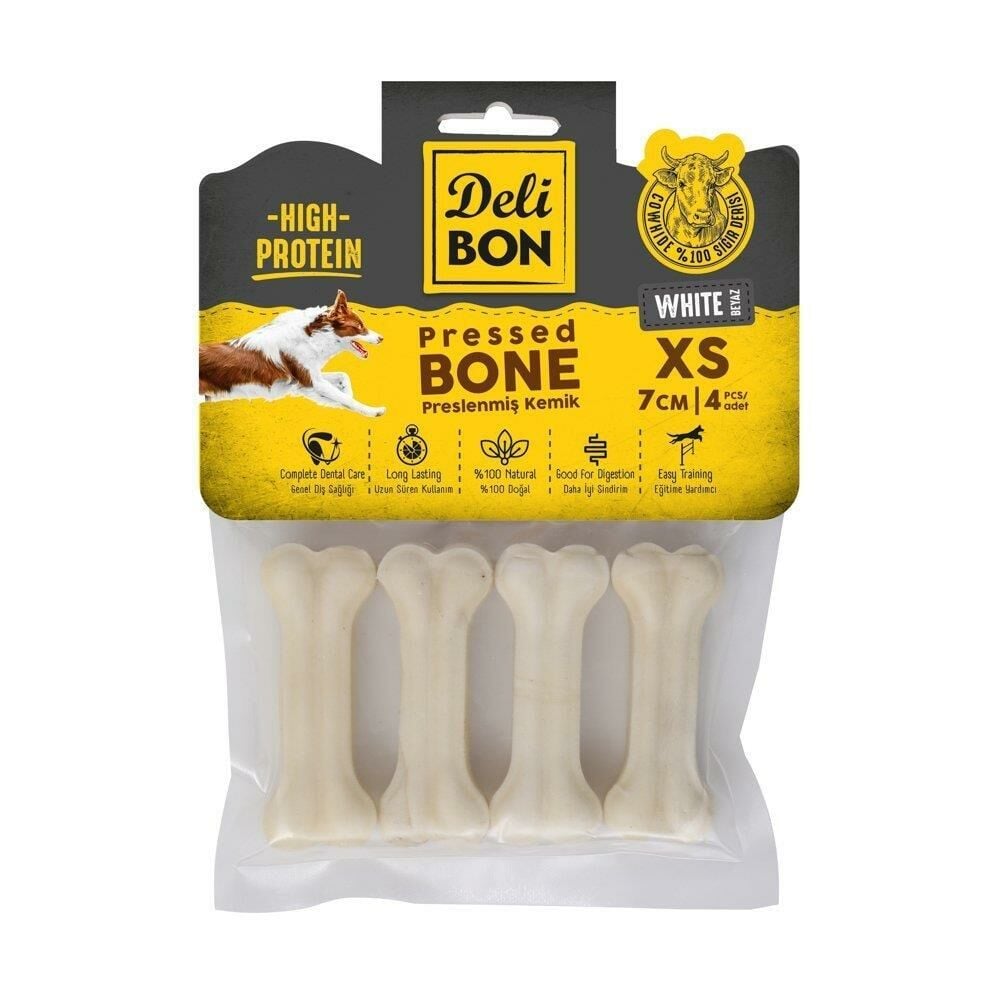 Delibon Deri Pres Kemik 7Cm Xs Boy 4Lü Paket Beyaz