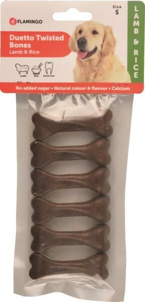 Flamingo Duetto Twist Kuzulu ve Pirinçli Kemik Köpek Ödülü 6'lı Small