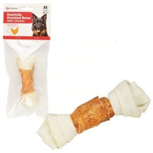 Flamingo Tavuk Parçacıklı Düğümlü Deri Köpek Kemiği 70gr