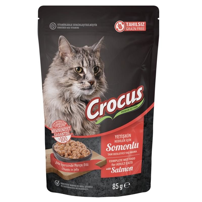 Crocus Pouch Tahılsız Jöleli Somonlu Yaş Kedi Maması 85gr