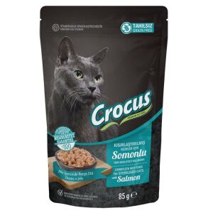 Crocus Pouch Tahılsız Jöleli Somonlu Kısırlaştırılmış Kedi Yaş Maması 85gr