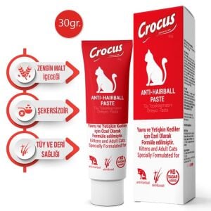 Crocus Anti-Hairball Paste Yavru ve Yetişkin Kedi Malt Macunu 30gr