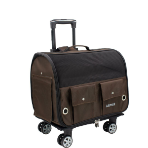 Lepus Travel Bag Kedi ve Köpek Tekerlekli Taşıma Çantası Kahverengi 34x46x29cm