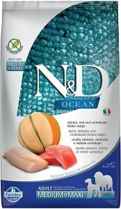 N&D OCEAN KÖPEK SOMON, MORİNA BALIĞI & KAVUN YETİŞKİN MEDIUM MAXI 2.5KG