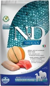 N&D OCEAN KÖPEK SOMON, MORİNA BALIĞI & KAVUN YETİŞKİN MEDIUM MAXI 2.5KG
