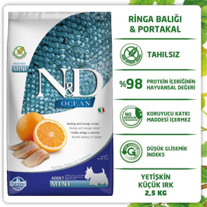 N&D OCEAN KÖPEK RİNGA BALIĞI & PORTAKAL YETİŞKİN MINI 2.5KG