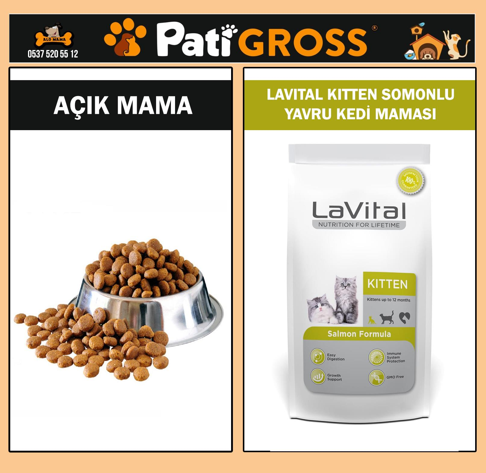 Lavital Kitten Somonlu Yavru Kedi Maması 1kg (AÇIK)