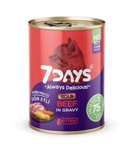 7Days Taze Sığır Etli Soslu Tahılsız Yavru Kedi Konservesi 415gr