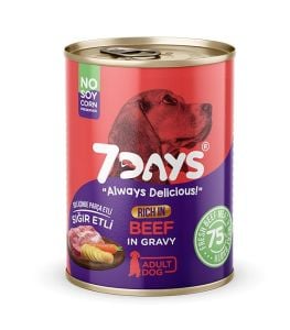 7Days Taze Sığır Etli Soslu Tahılsız Yetişkin Köpek Konservesi 415gr