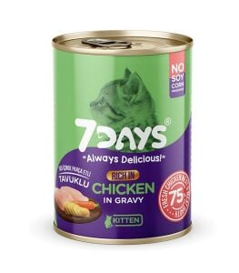 7Days Taze Tavuk Etli Soslu Tahılsız Yavru Kedi Konservesi 415gr