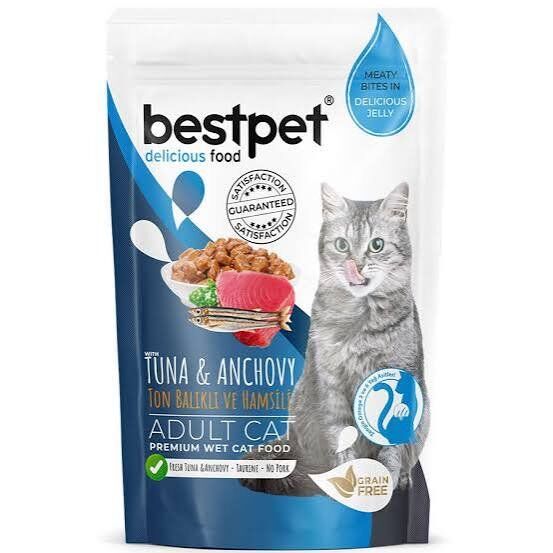 BestPet Pouch Jelly Ton Balıklı ve Hamsili Yetişkin Kedi Konservesi 85gr