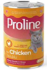 Proline Sos İçinde Et Parçacıklı Tavuklu Yetişkin Kedi Konserve Maması 400gr