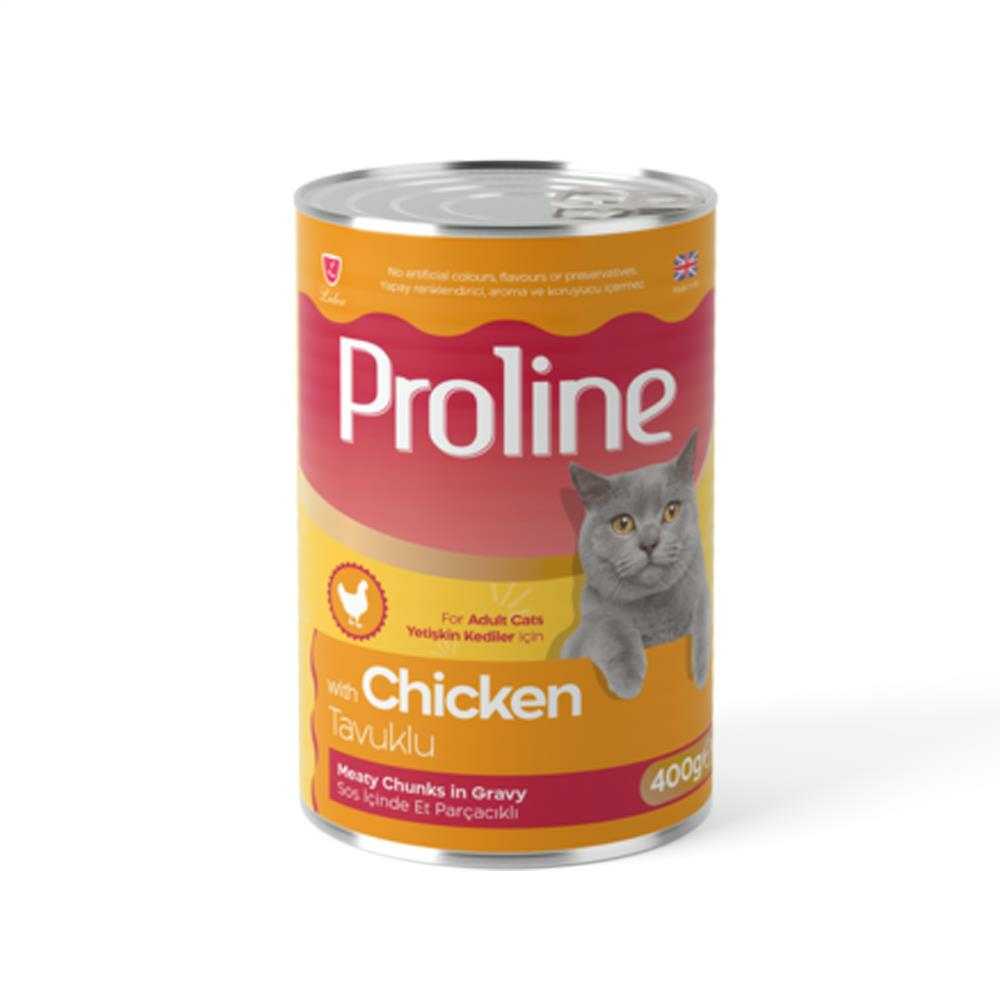 Proline Sos İçinde Et Parçacıklı Tavuklu Yetişkin Kedi Konserve Maması 400gr