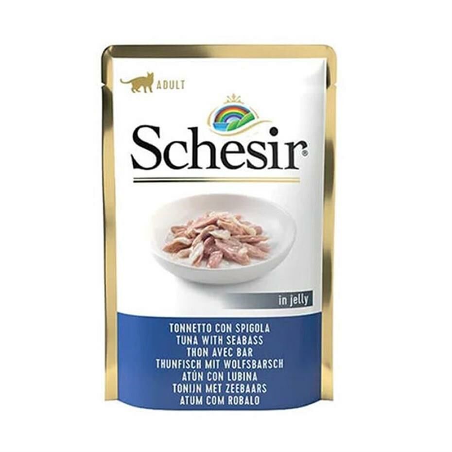 Schesir Pouch Jelly Ton Balıklı ve Levrekli Kedi Yaş Maması 85gr