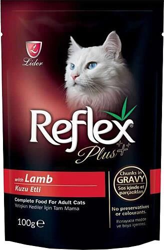 Reflex Plus Pouch Sos İçinde Parça Kuzu Etli Kedi Yaş Maması 100gr