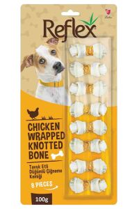 Reflex Tavuk Etli Düğümlü 8li Köpek Ödül Kemiği 100gr