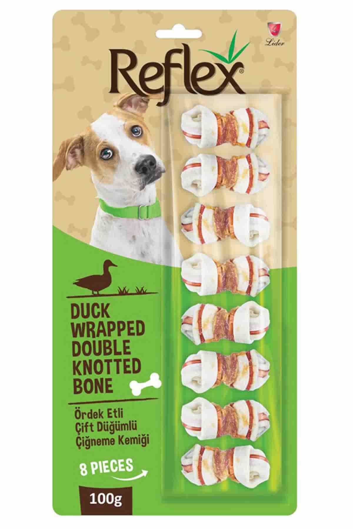 Reflex Ördek Etli Çift Düğümlü 8li Köpek Ödül Kemiği 100gr