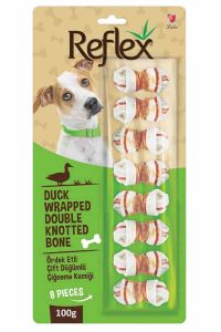 Reflex Ördek Etli Çift Düğümlü 8li Köpek Ödül Kemiği 100gr