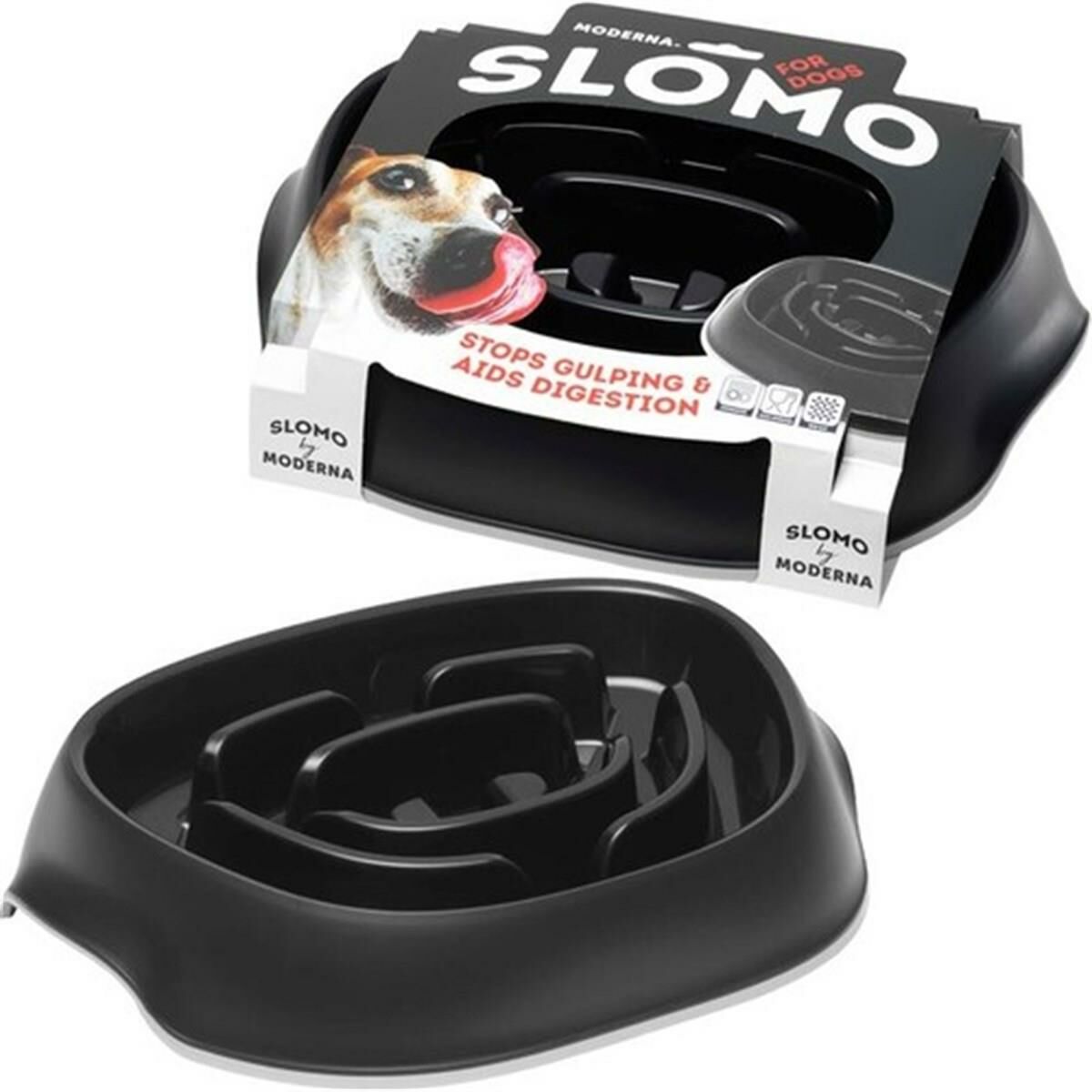 Moderna Slomo Yavaş Yeme Köpek Mama Kabı 950ml (Siyah)