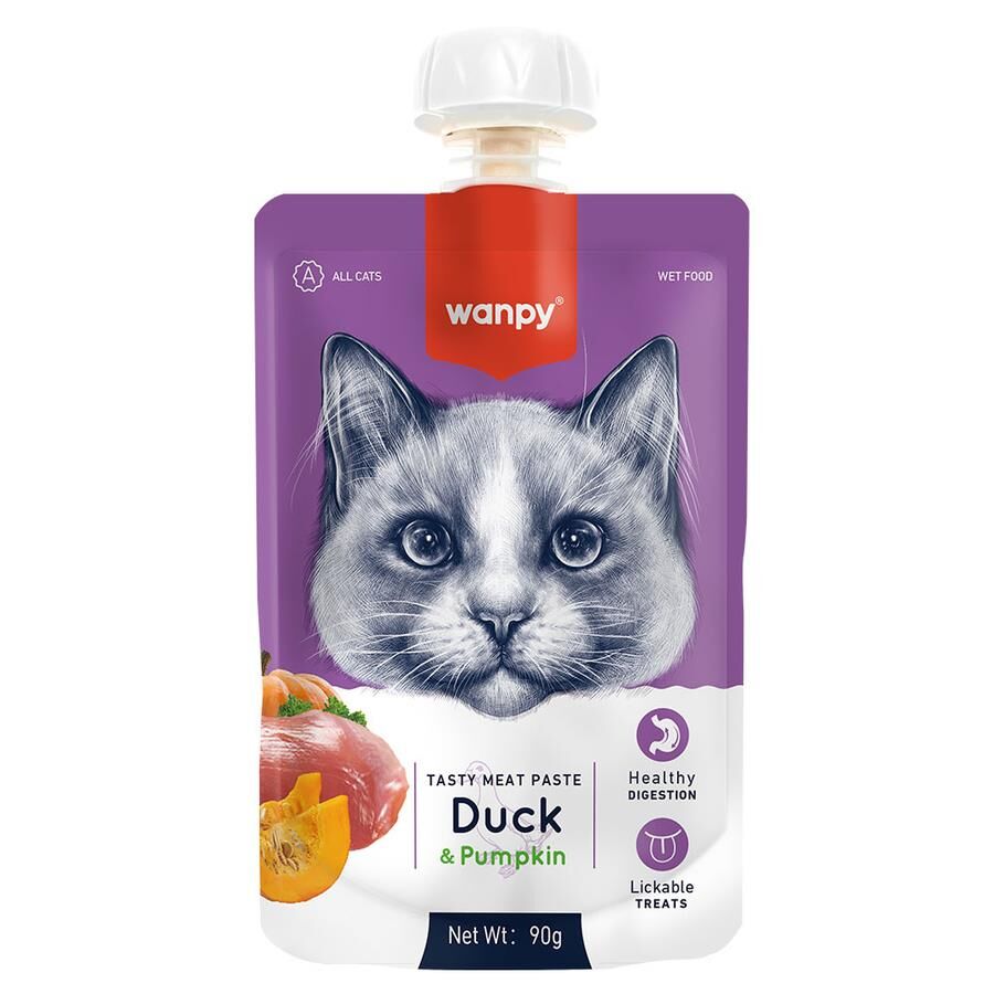 Wanpy Ördekli ve Bal Kabaklı Taze Ezme Kedi Ödül Maması 90gr