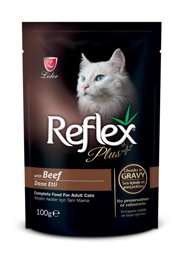 Reflex Plus Pouch Parça Etli Biftekli Yaş Kedi Maması 100gr