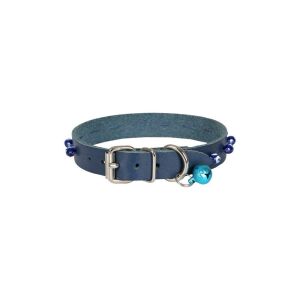 Cattie Boncuklu Deri Kedi Tasması Royalmavi 1,5X26-30Cm