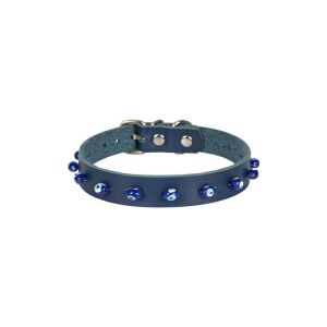 Cattie Boncuklu Deri Kedi Tasması Royalmavi 1,5X26-30Cm