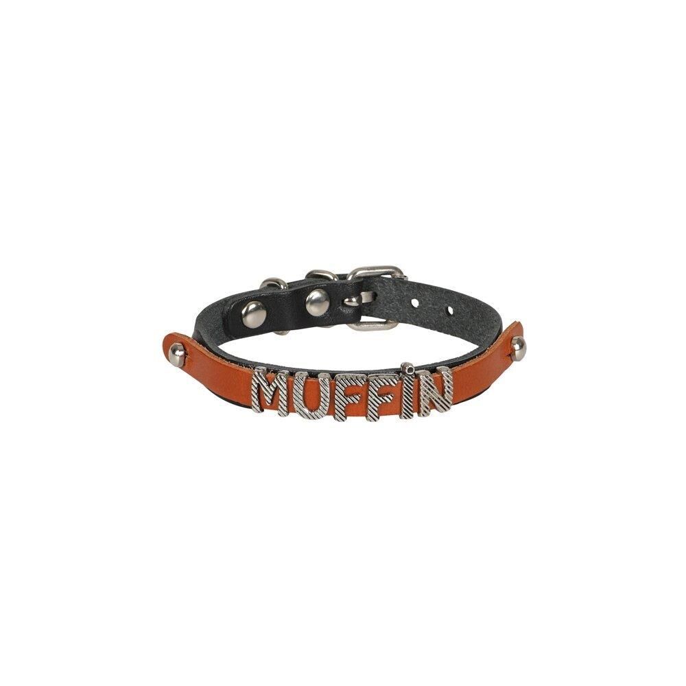 Cattie İsimlikli Deri Kedi Tasması Siyah 1X19-23Cm