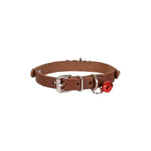 Cattie İsimlikli Deri Kedi Tasması Kahve 1X19-23Cm
