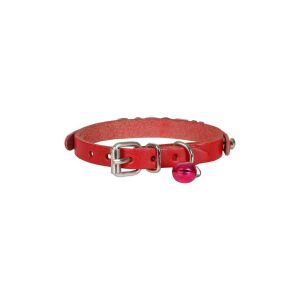 Cattie İsimlikli Deri Kedi Tasması Kırmızı 1X19-23Cm