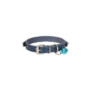Cattie İsimlikli Deri Kedi Tasması Royalmavi 1X19-23Cm