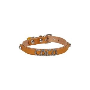 Cattie İsimlikli Deri Kedi Tasması Kamel 1X19-23Cm
