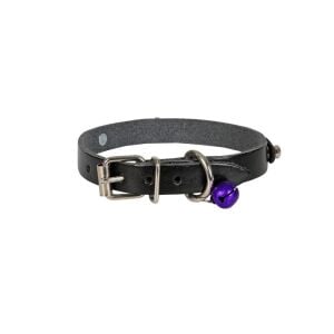 Cattie İsimlikli Deri Kedi Tasması Siyah 1,2X23-27Cm