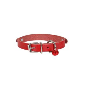Cattie İsimlikli Deri Kedi Tasması Kırmızı 1,2X23-27Cm