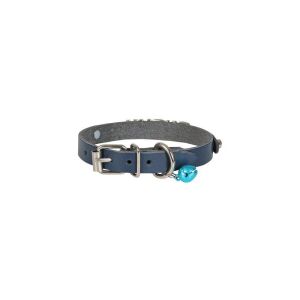 Cattie İsimlikli Deri Kedi Tasması Royalmavi 1,2X23-27Cm