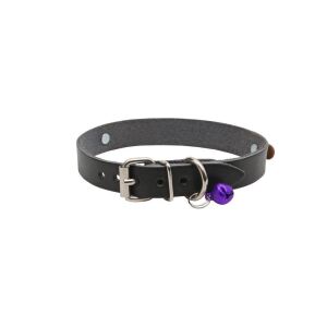 Cattie İsimlikli Deri Kedi Tasması Siyah 1,5X26-30Cm
